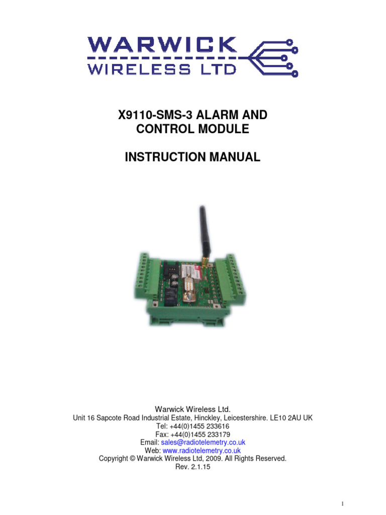 X9110-SMS Alarm Module Manual | PDF | Relay | Power Supply