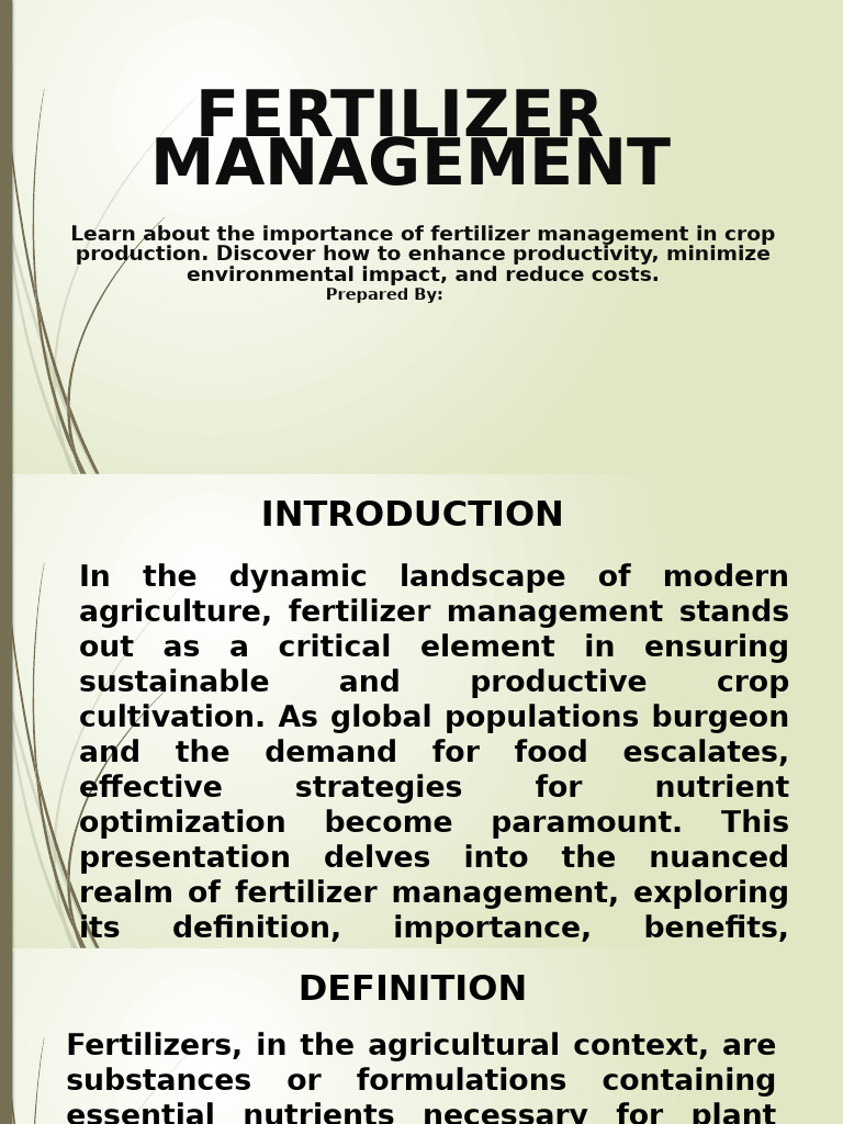 Effective Fertilizer Management Strategies | PDF | Fertilizer | Plant ...