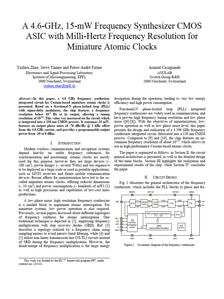 A 4.6-GHz 15-MW Frequency Synthesizer CMOS ASIC With Milli-Hertz ...