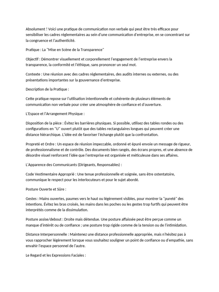 Communication Non Verbale en Entreprise | PDF | Communication non verbale