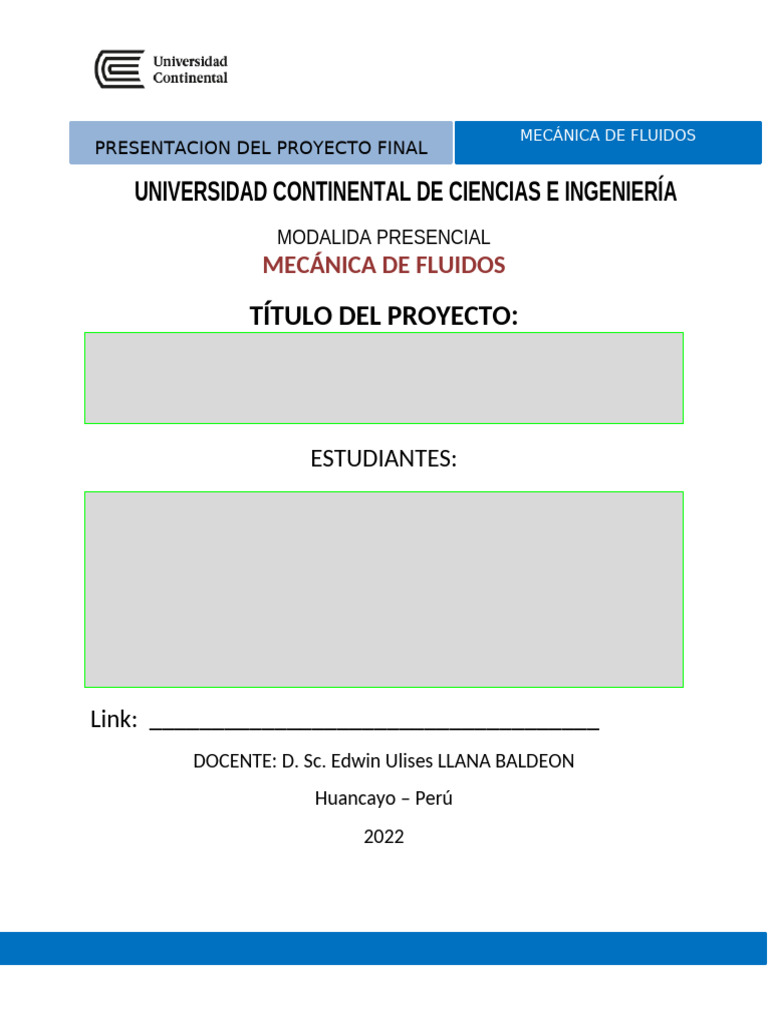 Plantilla Proyectos 1c y 2c Mecanica de Fluidos 2023 | PDF