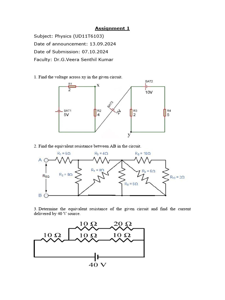 Physics Assignment (1) - 241001 - 210846 | PDF