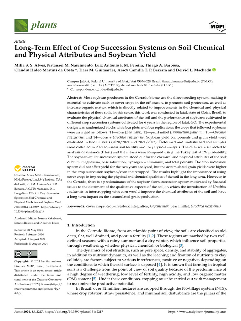 Plants 13 02217 | PDF | Soil | Crop Rotation