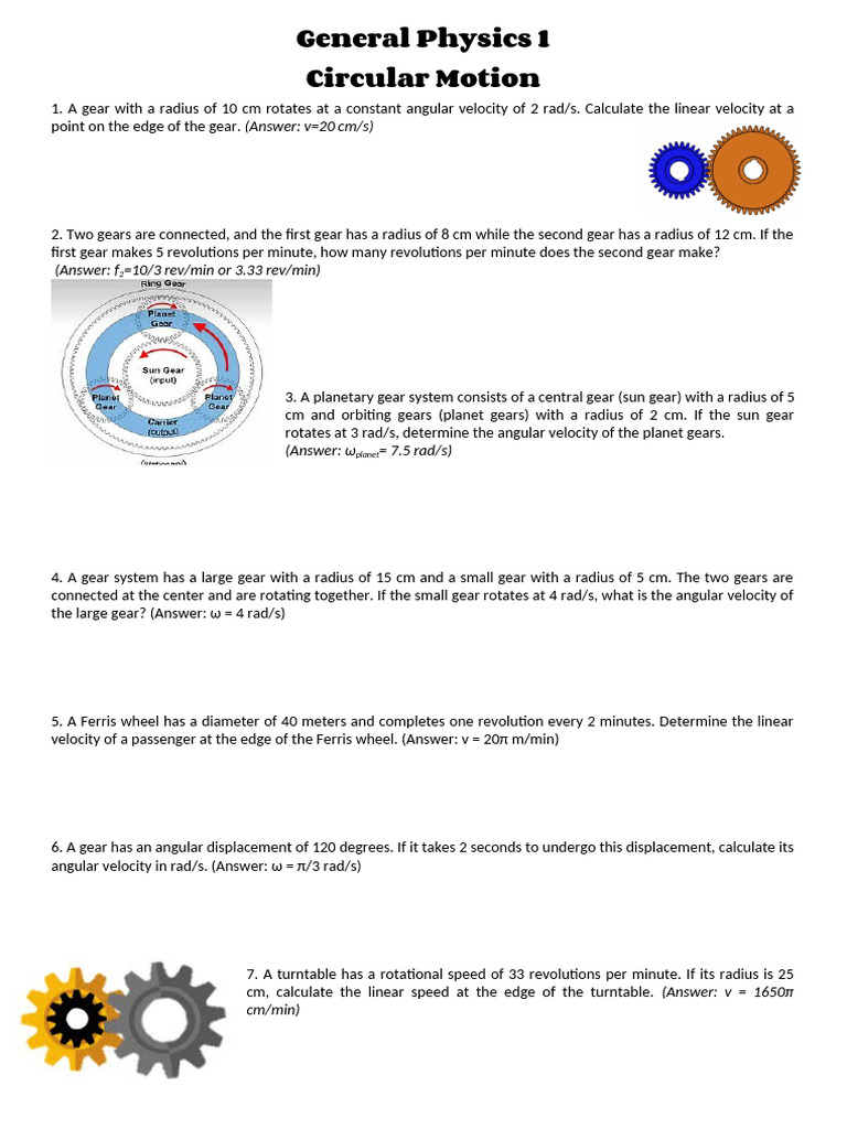 Circular Motion Problems and Solutions | PDF | Acceleration | Rotation