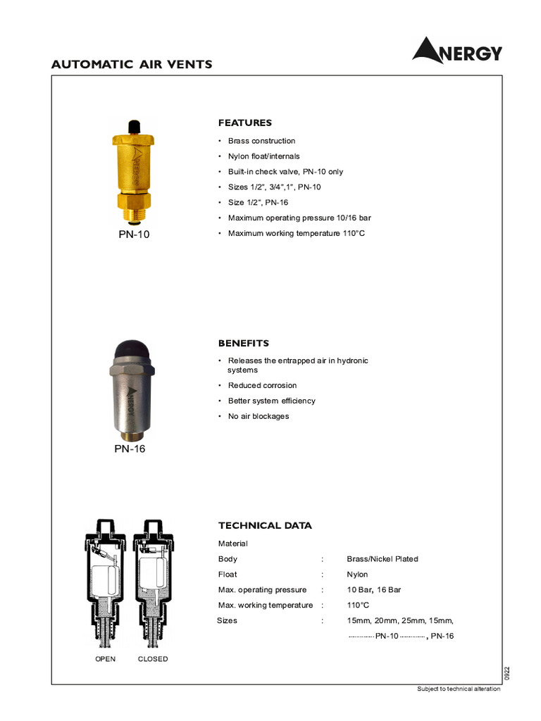 Automatic Air Vents: Features | PDF