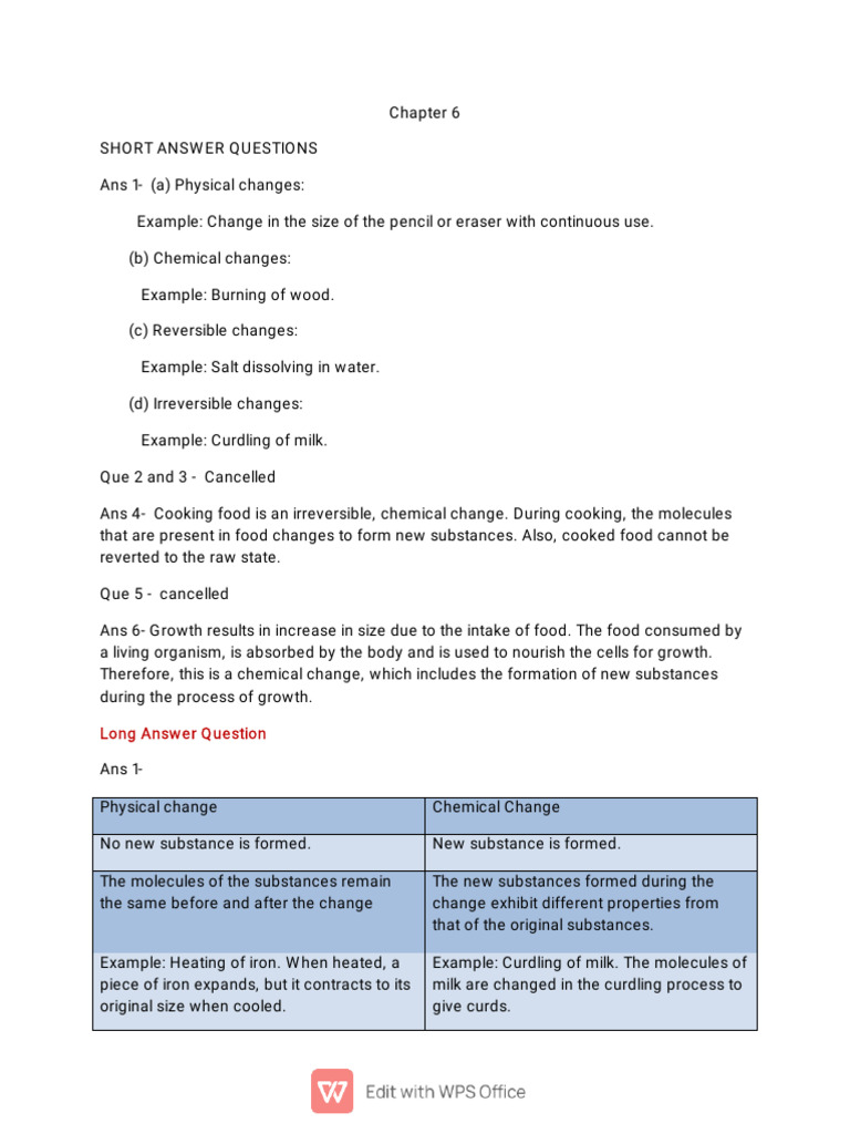 Physical and Chemical Changes Explained | PDF