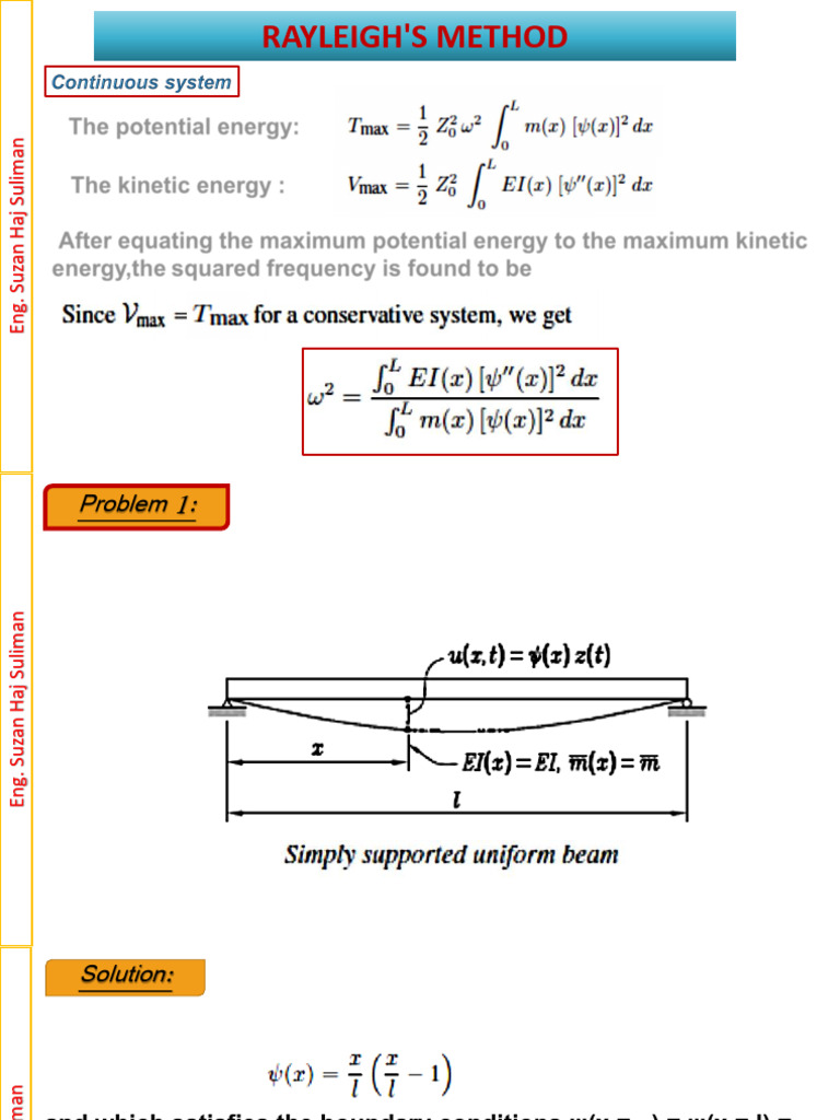 Rayleigh Method for Beam Frequency Calculation | PDF | Normal Mode ...