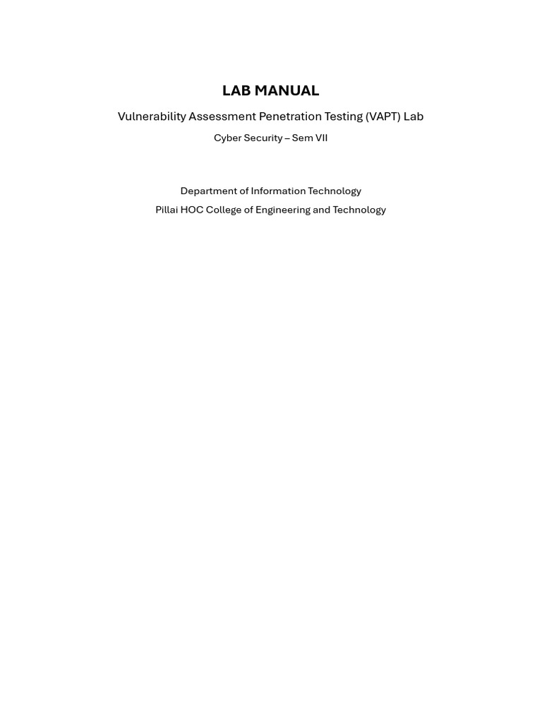 VAPT Lab Manual for Cyber Security | PDF | Penetration Test | Password