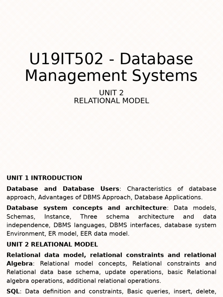 Unit 2 Realational Model | PDF | Relational Model | Relational Database