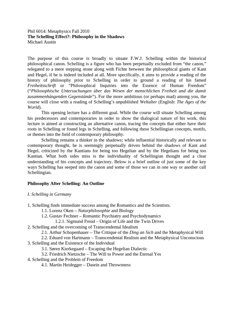 The Schelling Effect Philosophy in The S | PDF | Metaphysics ...