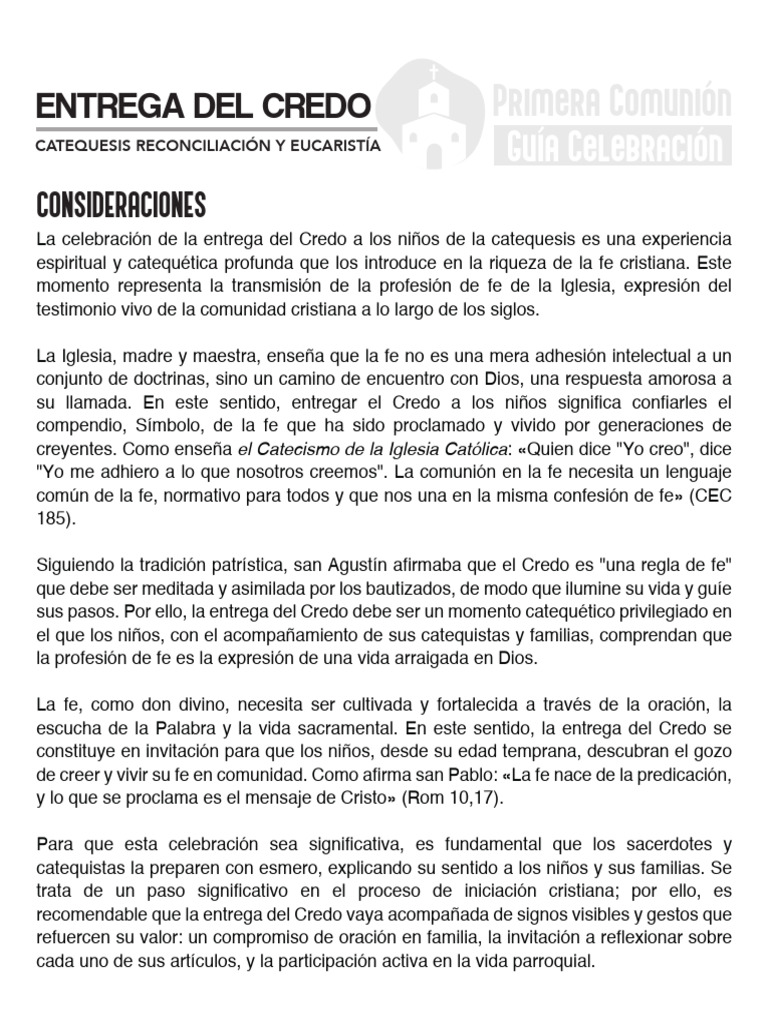 Entrega del Credo a Niños en Catequesis | PDF | eucaristía | Credo