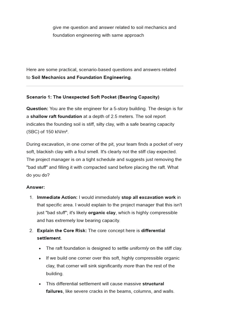 Soil Mechanics Q&A: Foundation Challenges | PDF | Foundation ...