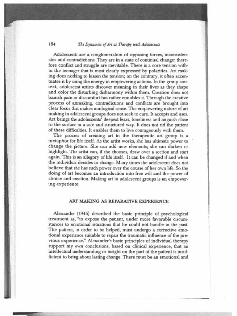 Moon B - Art Making As Reparative Experience | PDF