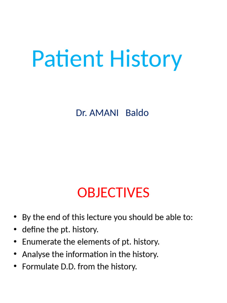 Patient History Taking and Analysis Guide | PDF | Medical Diagnosis ...