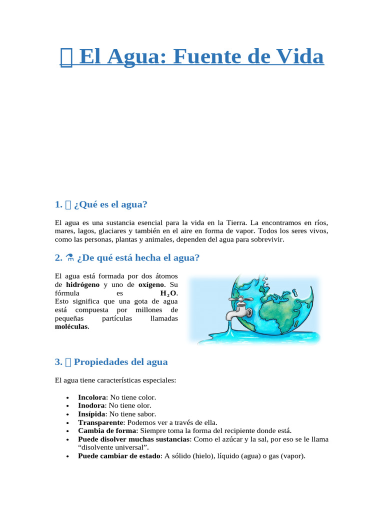 Propiedades y Cuidado del Agua | PDF | Agua | Ciencias de la Tierra