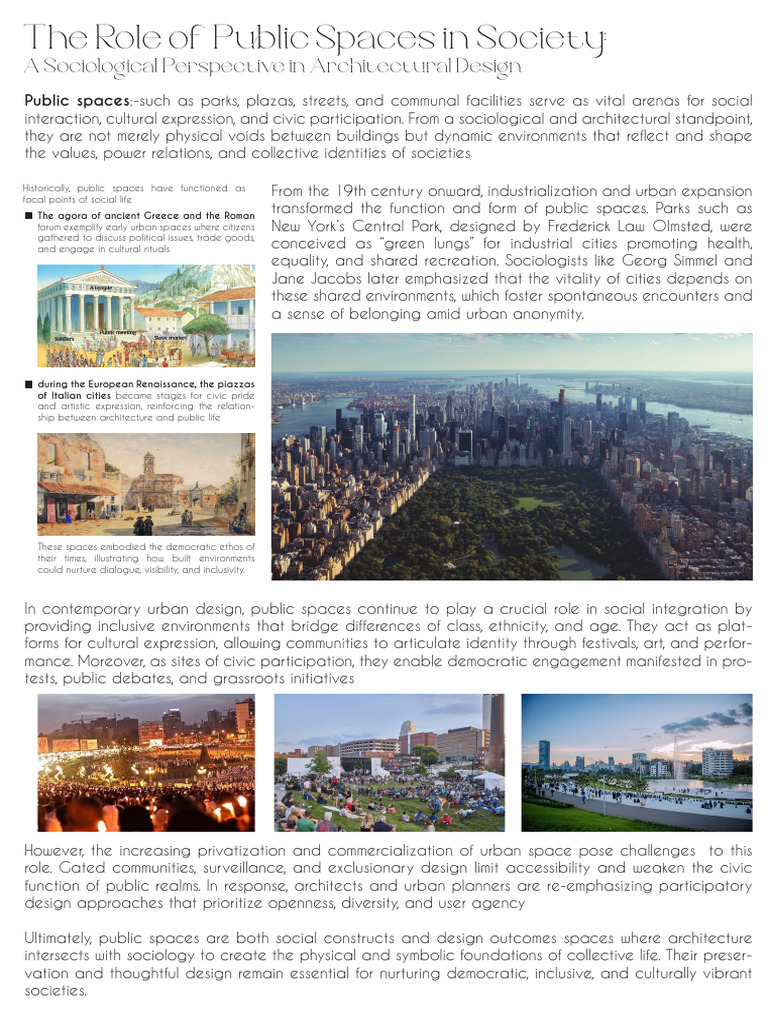 Importance of Public Spaces in Society | PDF | Sociology | City