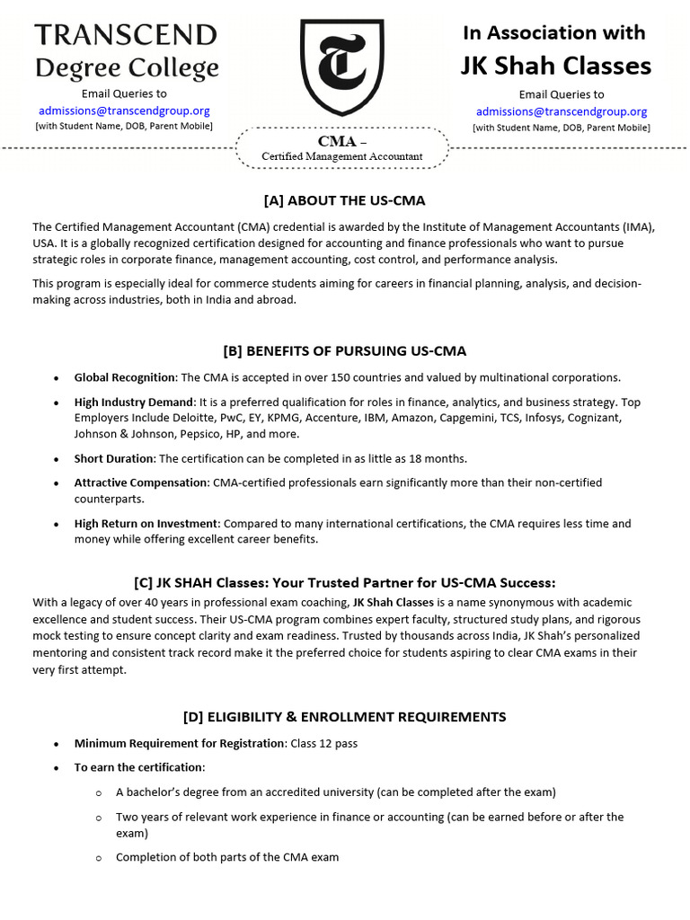 US-CMA Certification Guide and Benefits | PDF | Analytics | Management ...