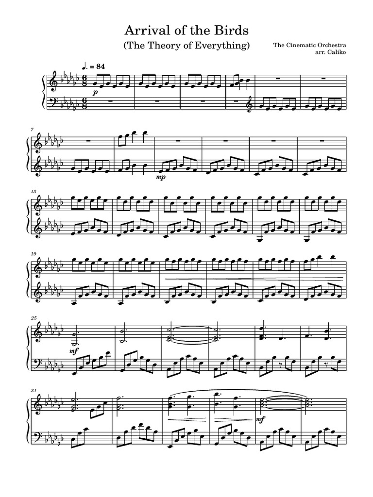 The Cinematic Orchestra Arr. Caliko | PDF