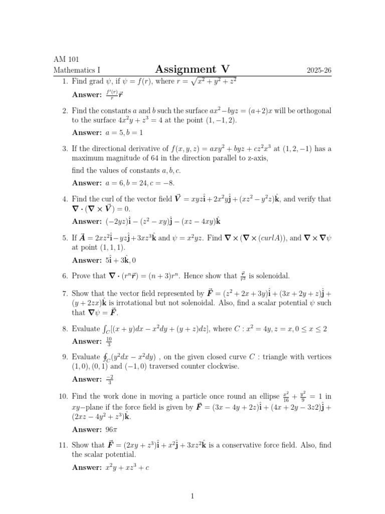 Advanced Calculus Assignment V | PDF | Geometry | Mathematics