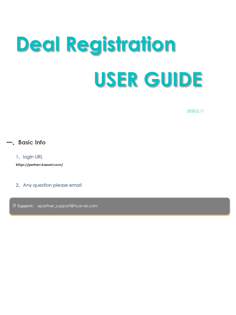 Huawei Deal Registration User Guide | PDF | Software | Computing