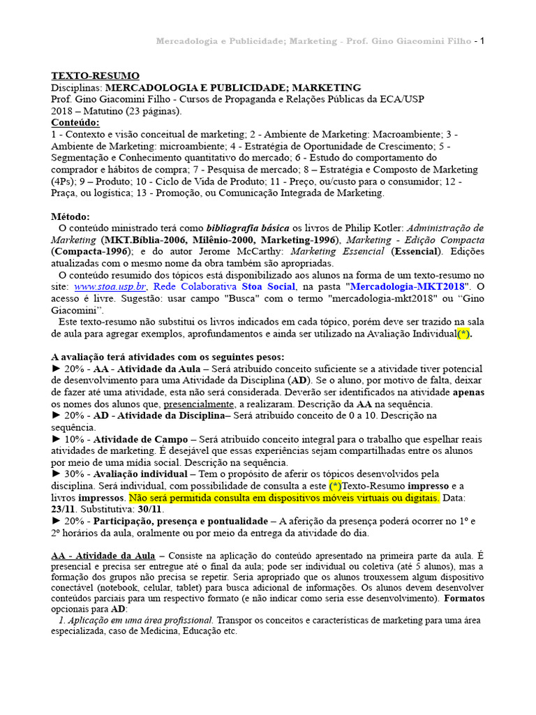 Fundamentos de Mercadologia e Marketing | PDF | Marketing | Mercado ...