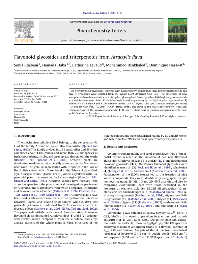 Flavonoid Glycosides and Triterpenoids From Atractylis Flava | PDF ...