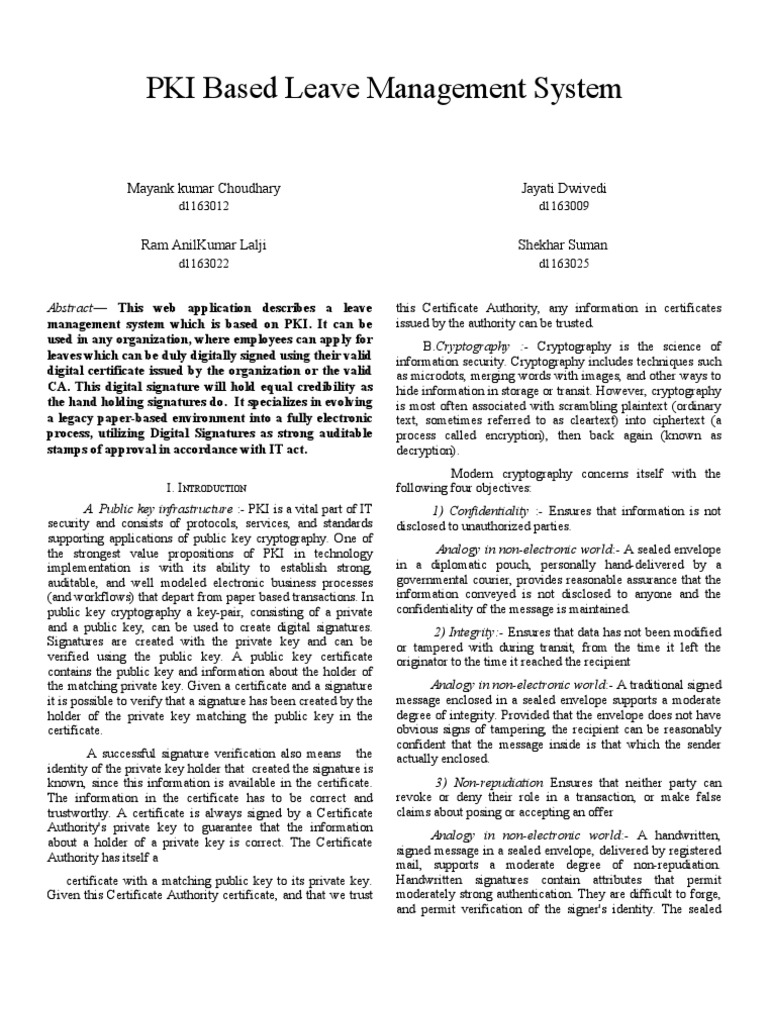 PKI-Based Leave Management System | PDF | Cryptography | Public Key ...