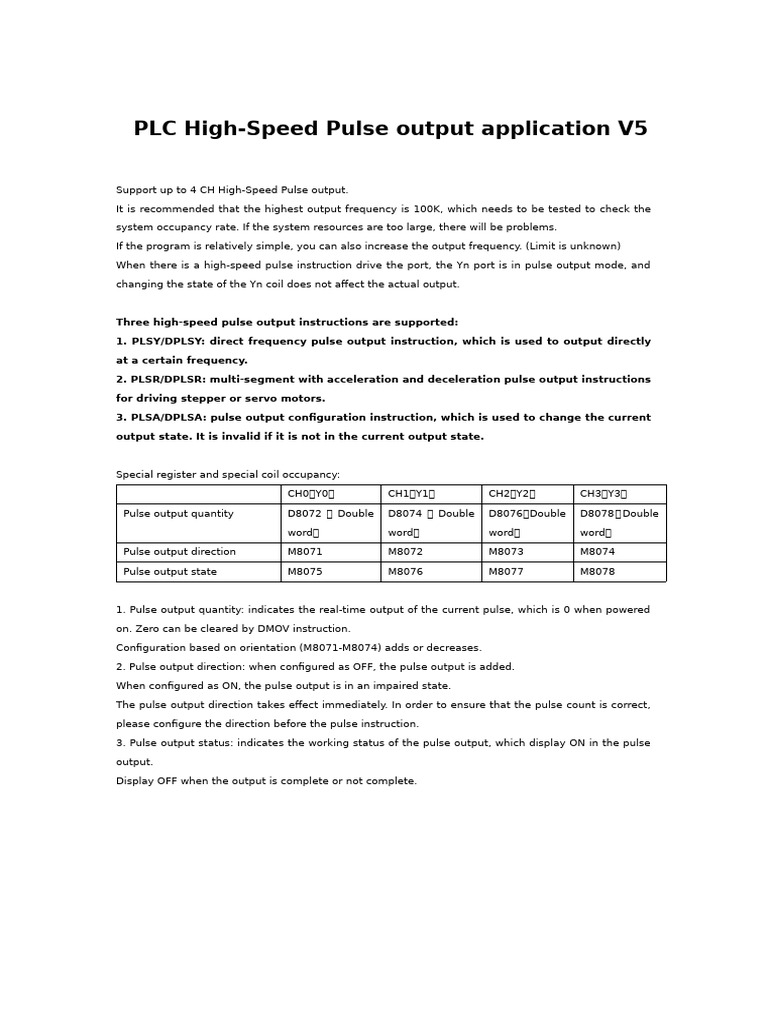 High-Speed Pulse Output for PLCs | PDF | Acceleration | Parameter ...