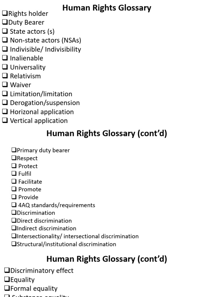 Human Rights Terms and Issues Explained | PDF | Discrimination | Equal ...