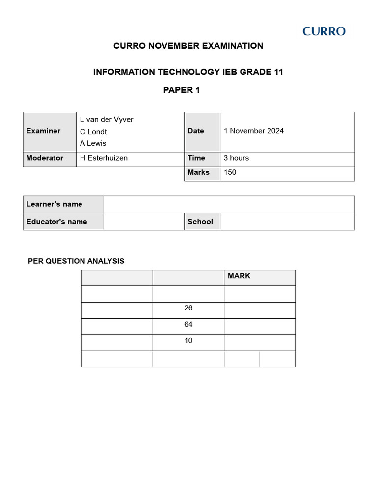 Grade 11 IT Exam: SQL & Java Tasks | PDF | Constructor (Object Oriented ...