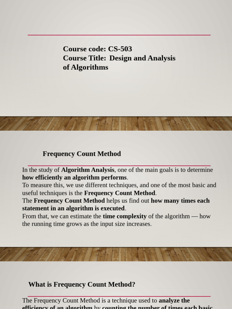 Frequency Count Method in Algorithm Analysis | PDF | Algorithms | Time ...