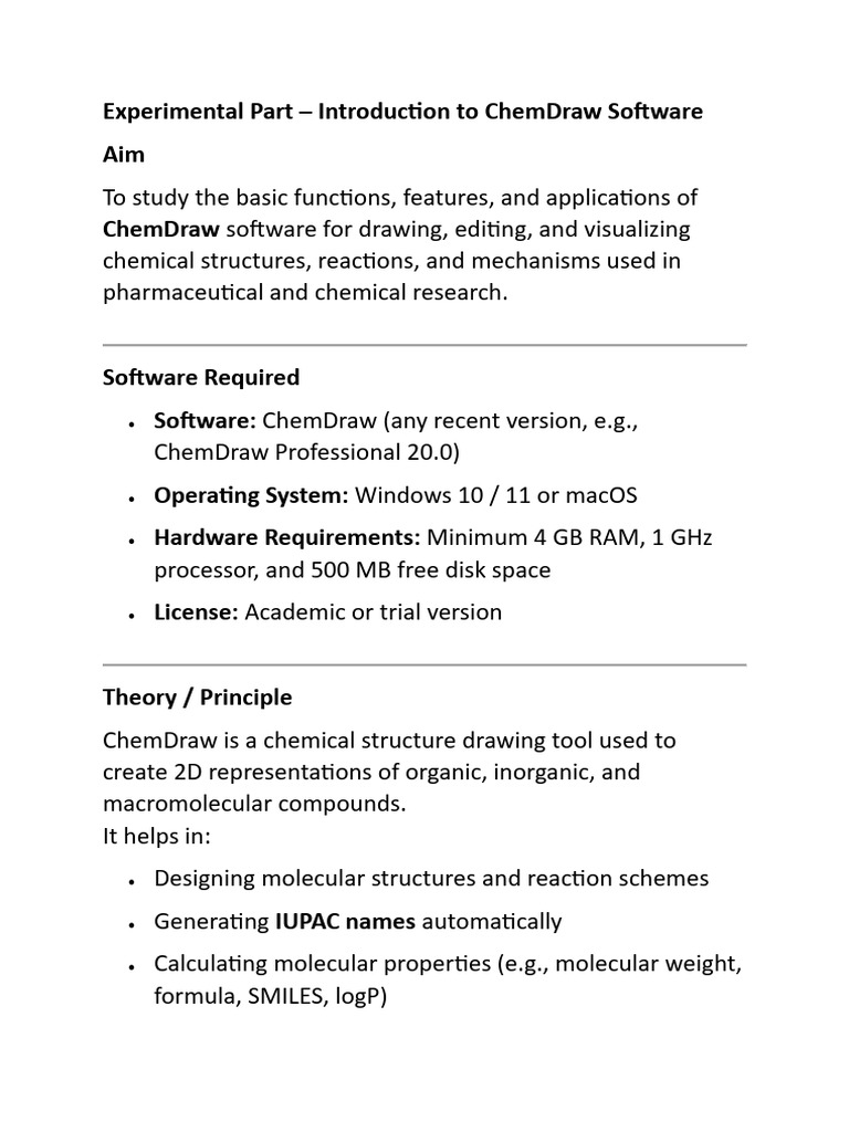 Experimental Part Chemdraw | PDF | Molecules | Chemical Substances