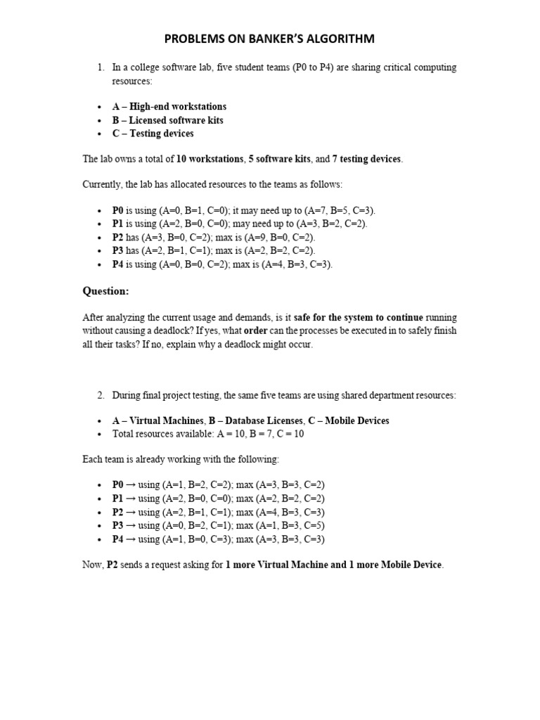 Banker’s Algorithm Resource Allocation Analysis | PDF | Computer ...
