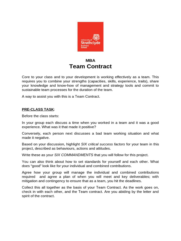 MBA Team Contract Guidelines | PDF