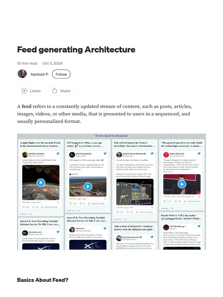Feed Generating Architecture. A Feed Refers To A Constantly Updated ...
