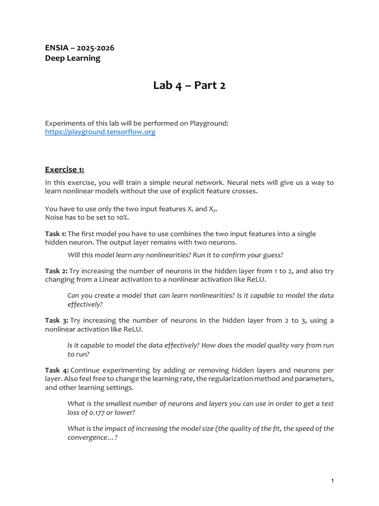 Deep Learning Neural Network Exercises | PDF | Applied Mathematics ...