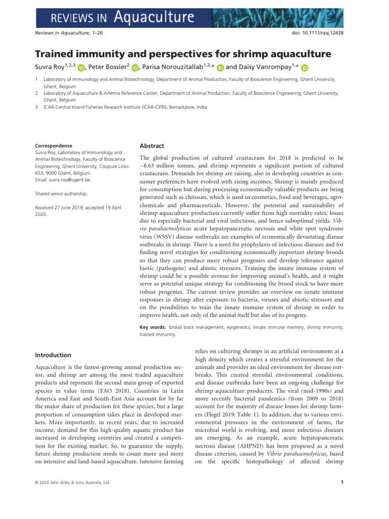 Trained Immunity in Shrimp Aquaculture | PDF | Immune System | Innate ...