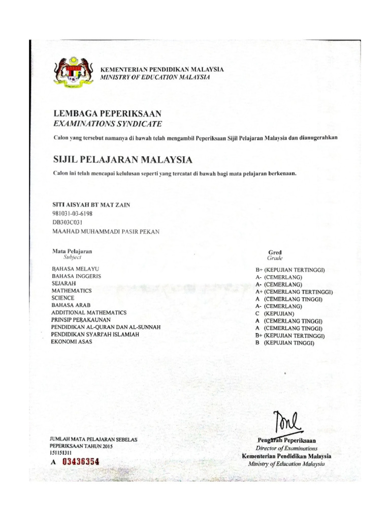 SPM Certificate | PDF