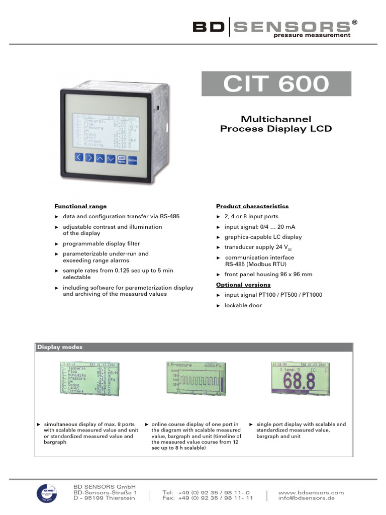CIT 600 Multichannel Process Display | PDF | Electrical Engineering ...