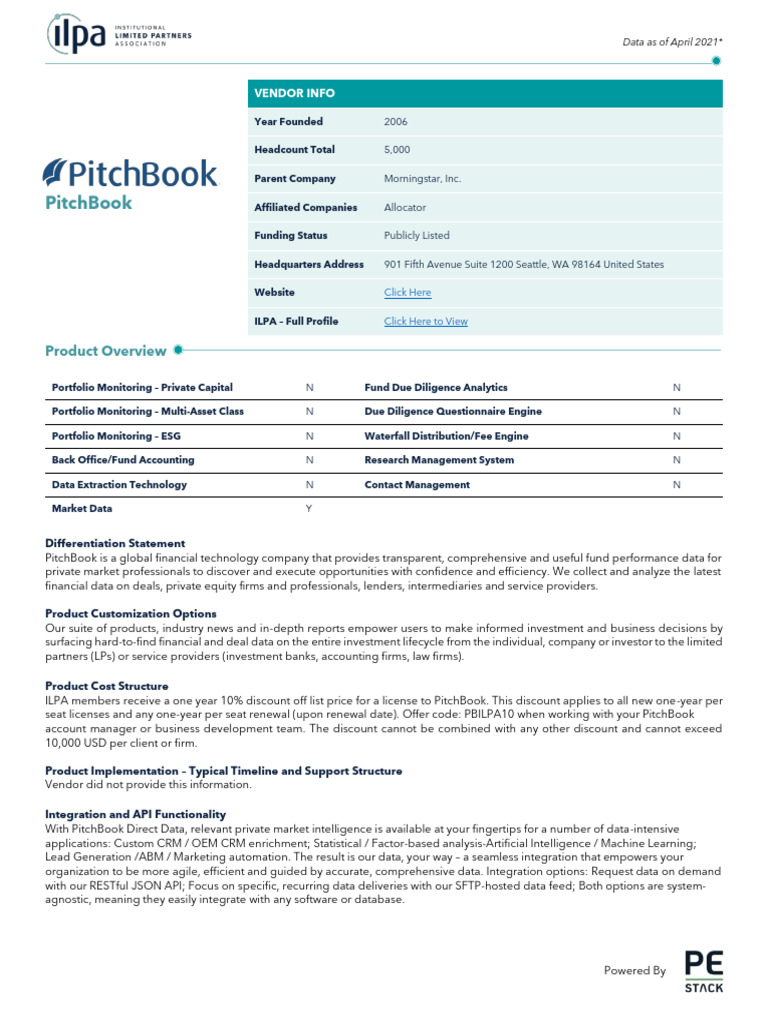 PitchBook Private Capital Solutions Overview | PDF | Customer ...