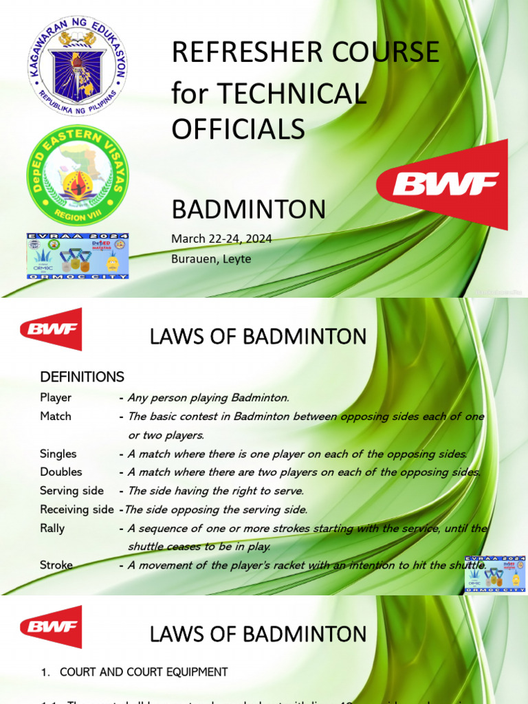 Badminton Technical Officials Course | PDF | Referee | Sports