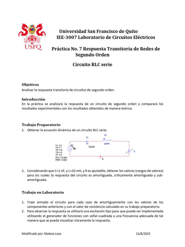 Respuesta Amortiguada en Circuitos RLC | PDF | Red eléctrica | Oscilación