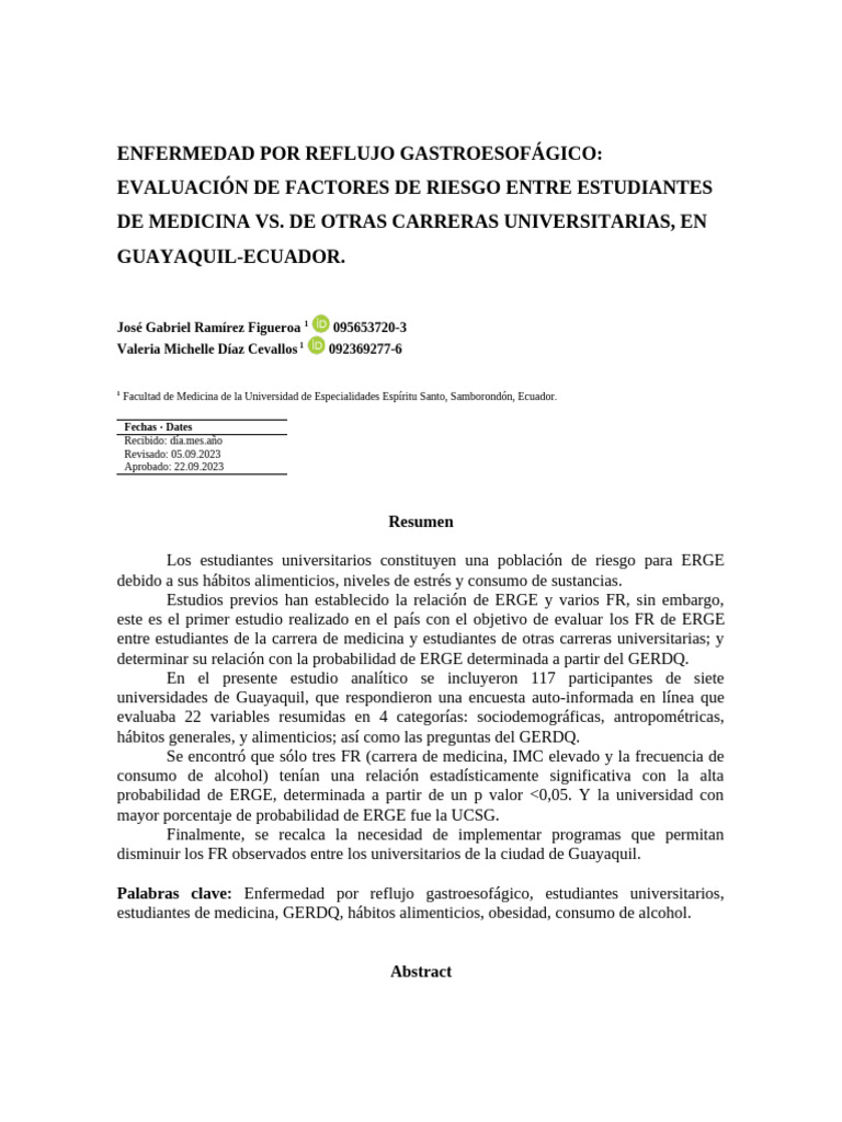 Articulo Erge | PDF | Índice de masa corporal | La enfermedad por ...