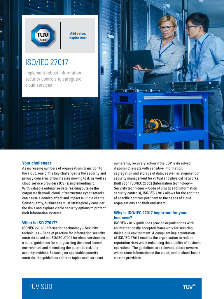 Tuvsud ISO IEC 27017 | PDF | Cloud Computing | Computer Security