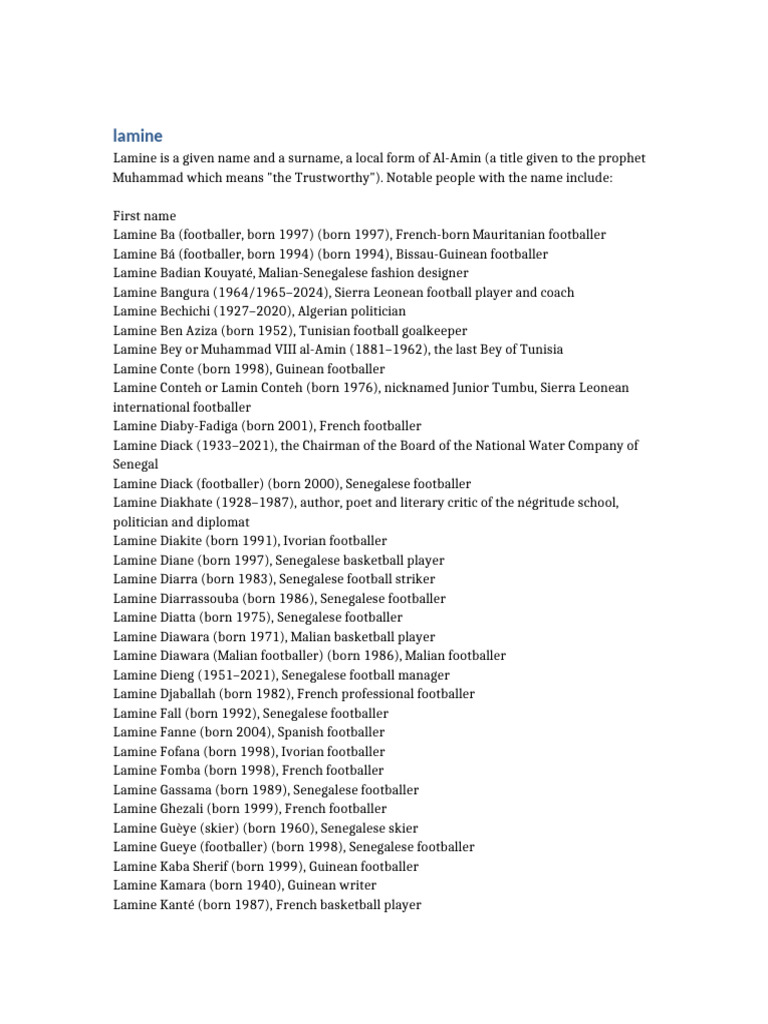 Notable People Named Lamine | PDF | Senegal