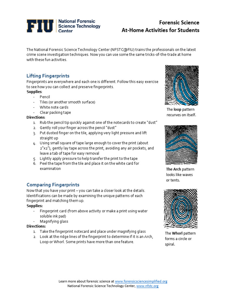 Fingerprint Comparison Activities | PDF | Fingerprint | Forensic Science