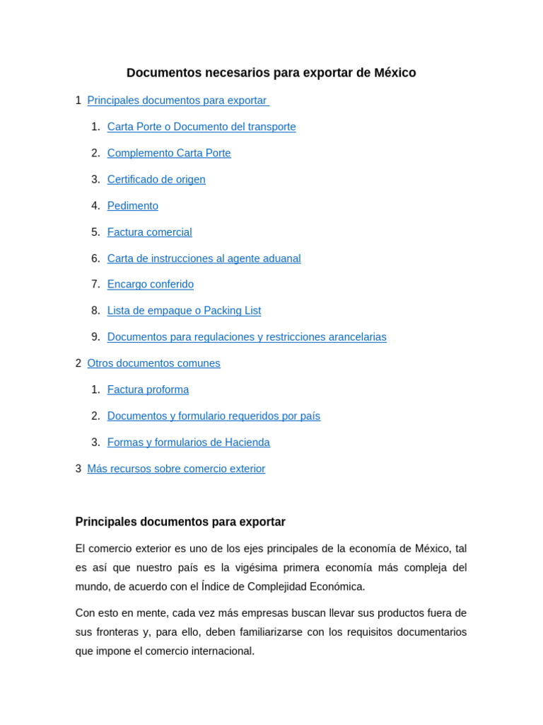 Documentos Necesarios para Exportar de México | PDF | Arancel | Comercio