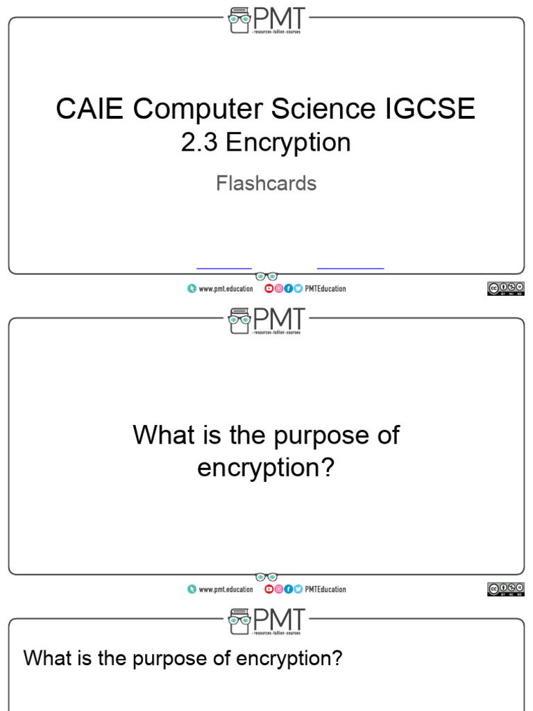 Flashcards - 2.3 Encryption - CAIE IGCSE Computer Science | PDF
