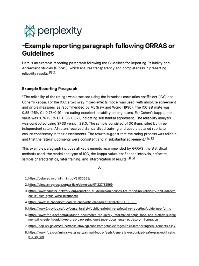 Example Reporting Paragraph Following GRRAS or Gu | PDF