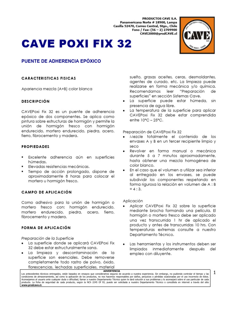Poxi Fix 32 | PDF | Hormigón | Materiales